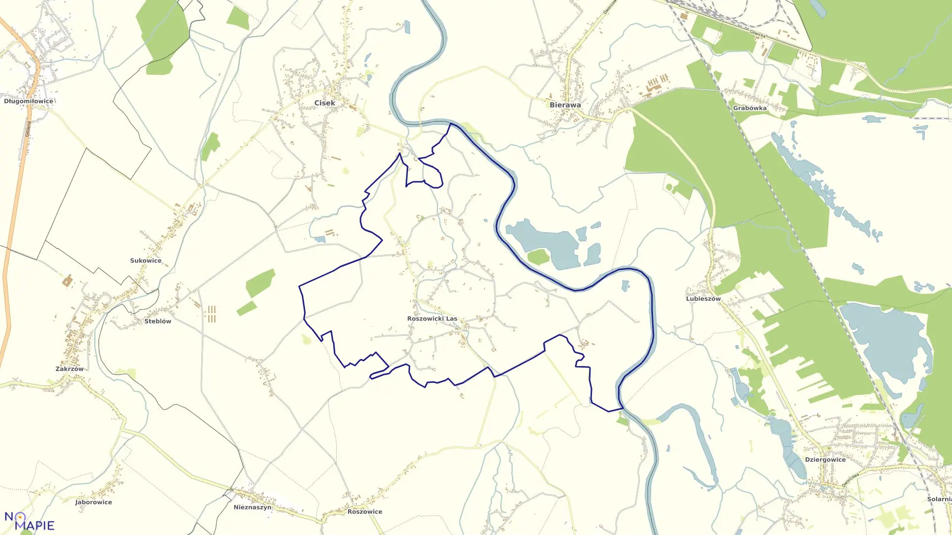 Mapa obrębu ROSZOWICKI LAS w gminie Cisek